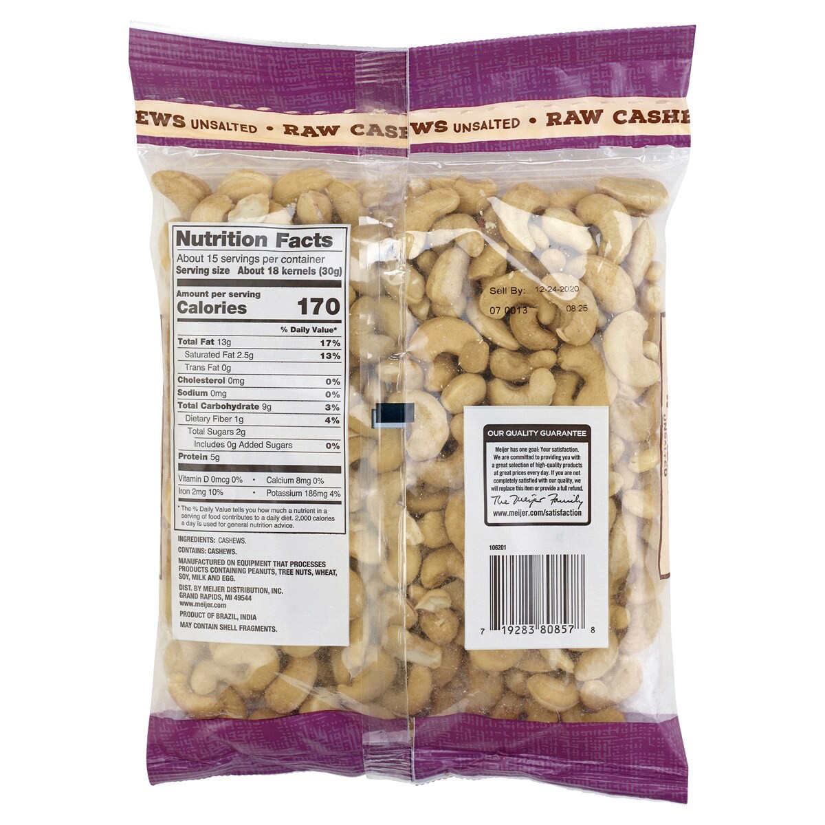 slide 2 of 2, Fresh from Meijer Unsalted Raw Cashews, 16 oz, 16 oz