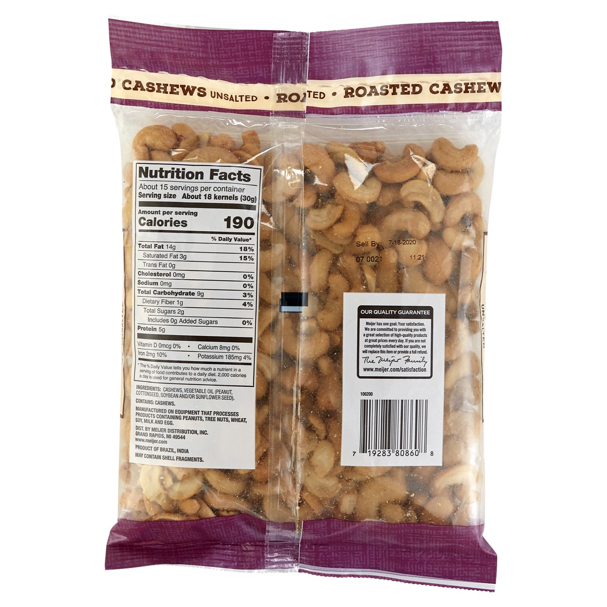 slide 2 of 2, FRESH FROM MEIJER True Goodness Organic Roasted Unsalted Cashews, 16 oz