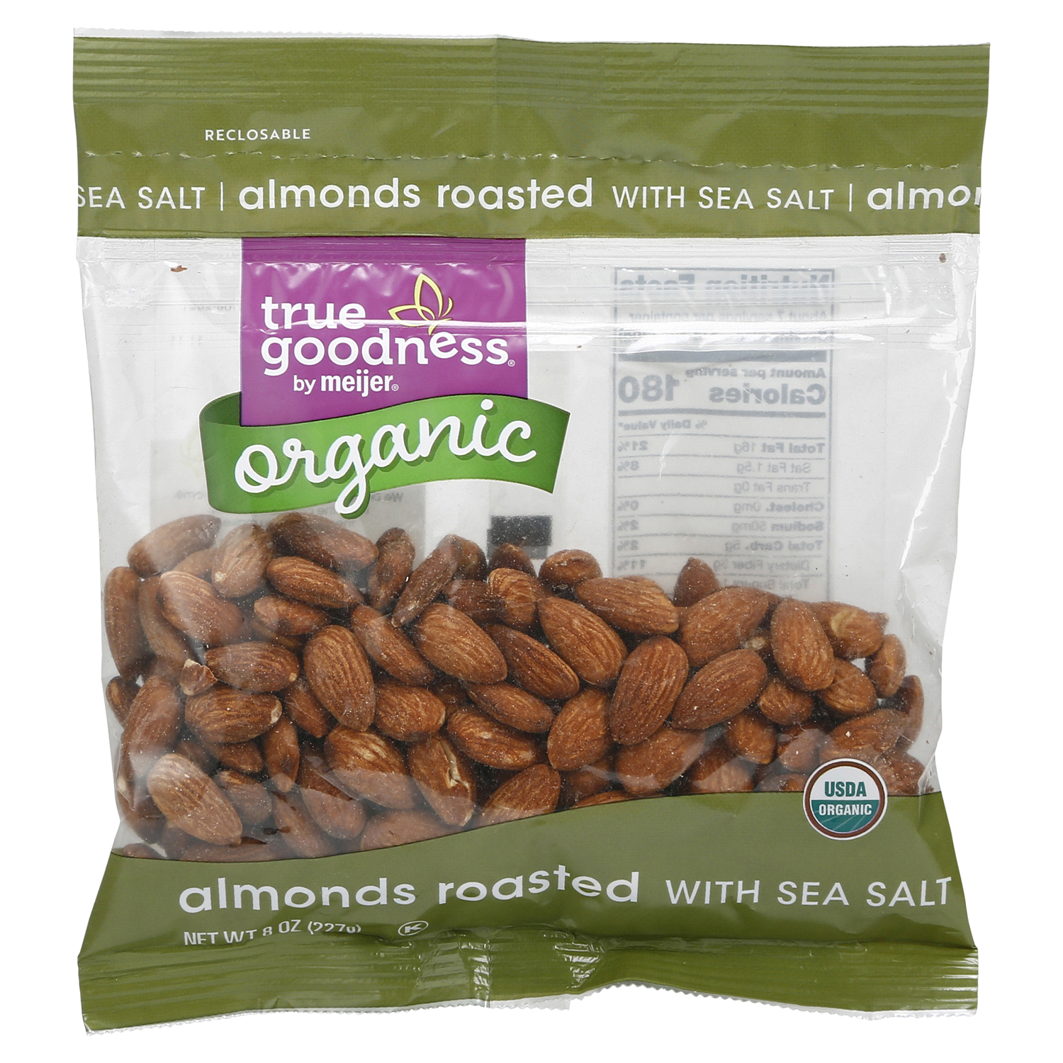 slide 1 of 5, True Goodness Organic Roasted Almonds, 8 oz
