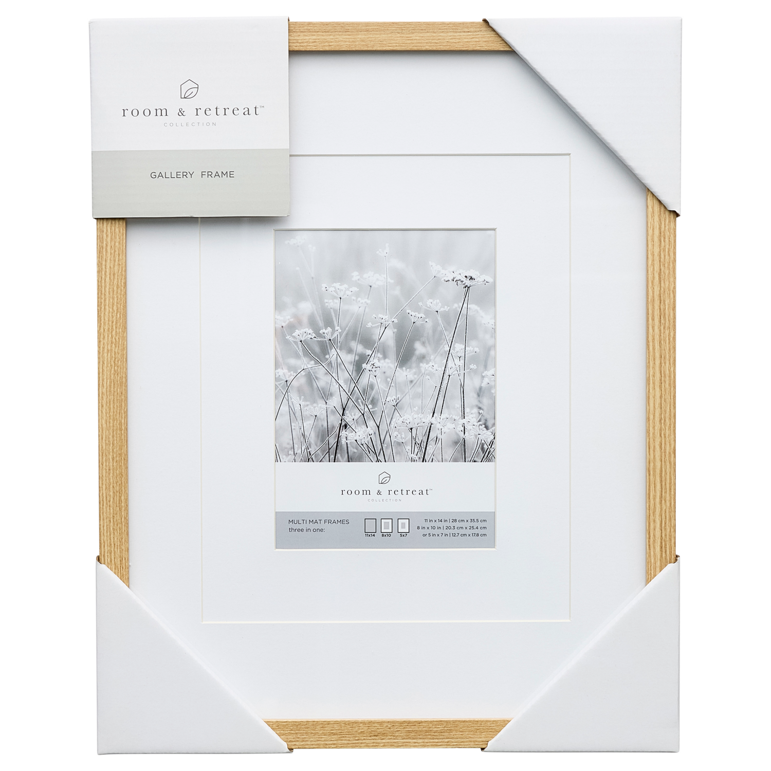 slide 1 of 4, ROOM & RETREAT RR 11x14 Multi Mat Natural Gallery Photo Frame, 1 ct