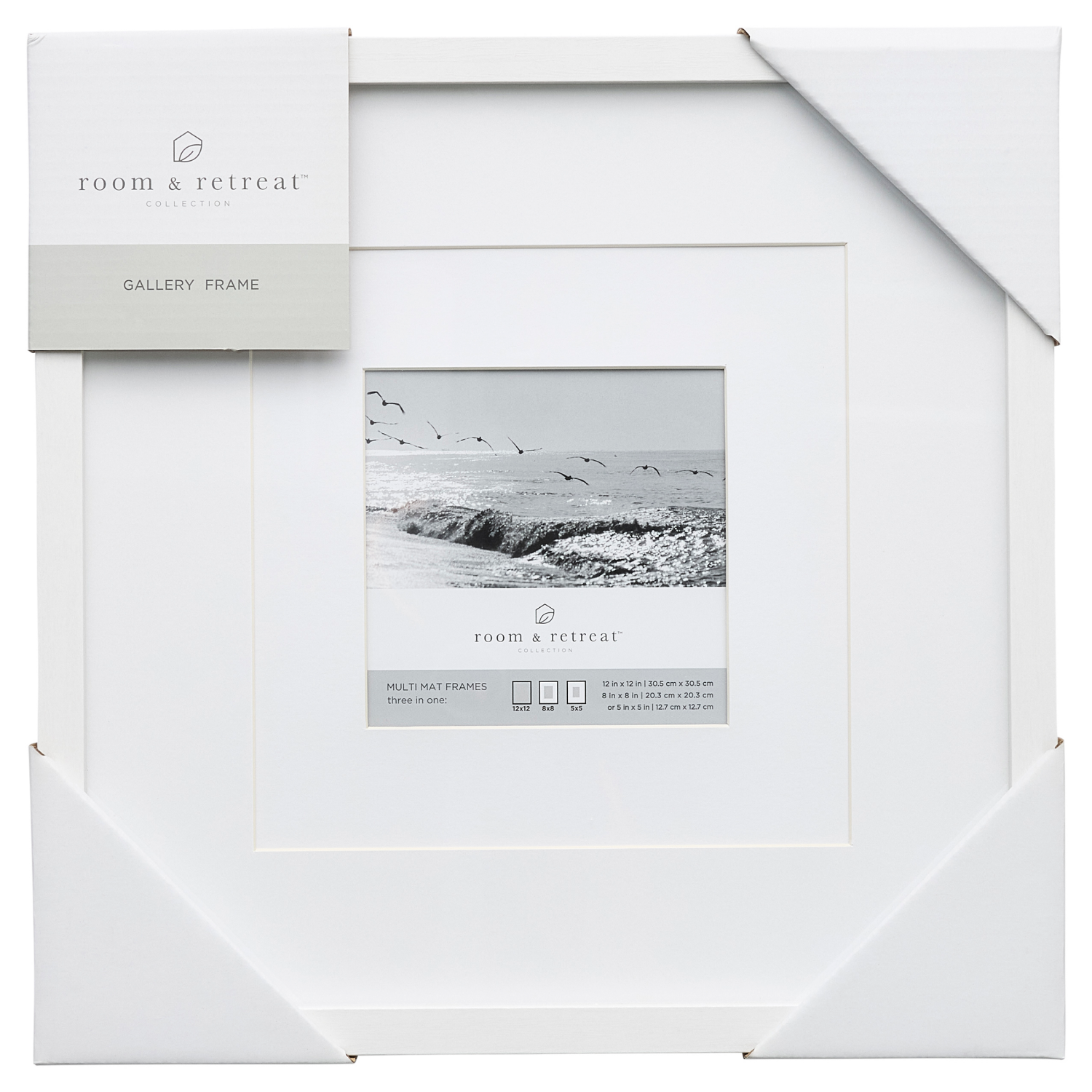 slide 1 of 4, ROOM & RETREAT RR 12x12 Multi Mat White Gallery Photo Frame, 1 ct