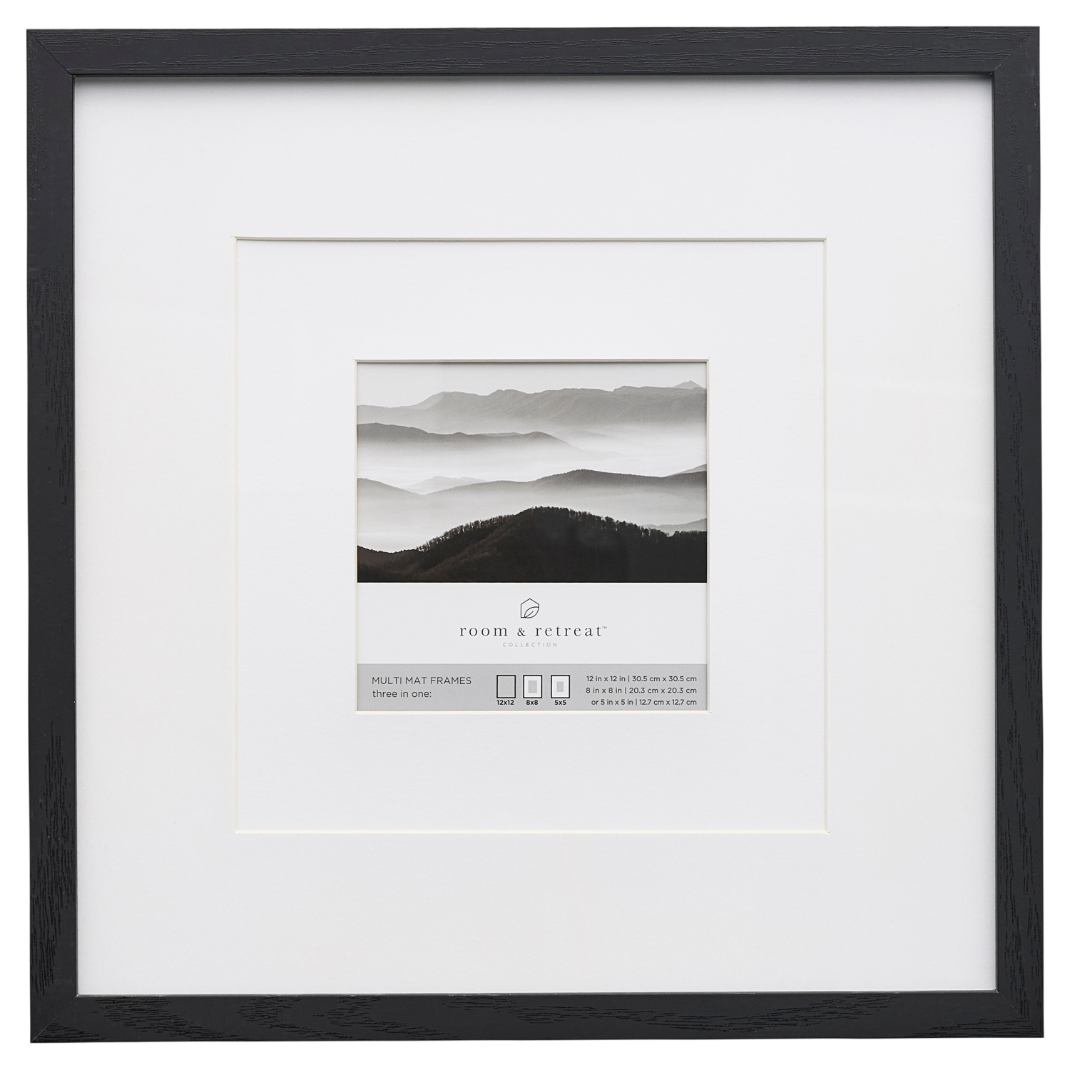 slide 4 of 4, ROOM & RETREAT RR 12x12 Multi Mat Black Gallery Photo Frame, 1 ct