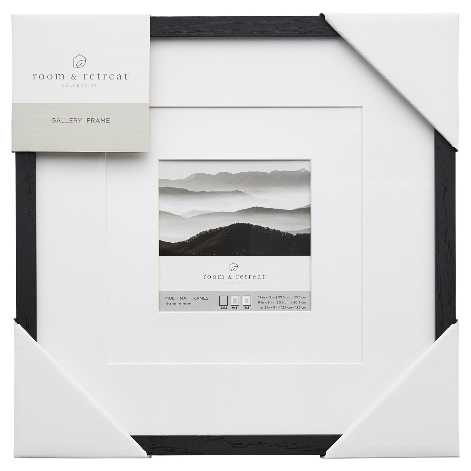 slide 1 of 4, ROOM & RETREAT RR 12x12 Multi Mat Black Gallery Photo Frame, 1 ct