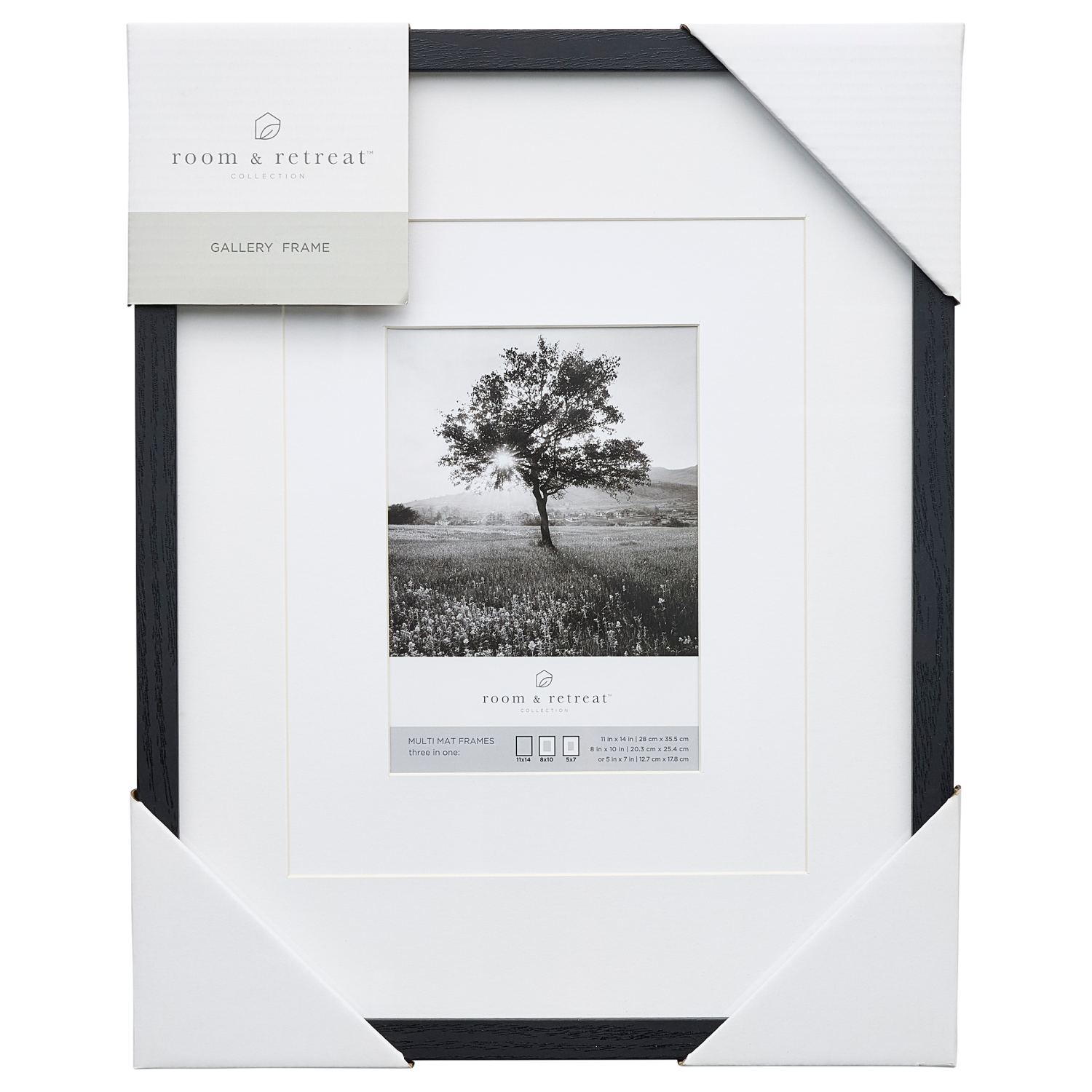 slide 1 of 4, ROOM & RETREAT RR 11x14 Multi Mat Black Gallery Photo Frame, 1 ct