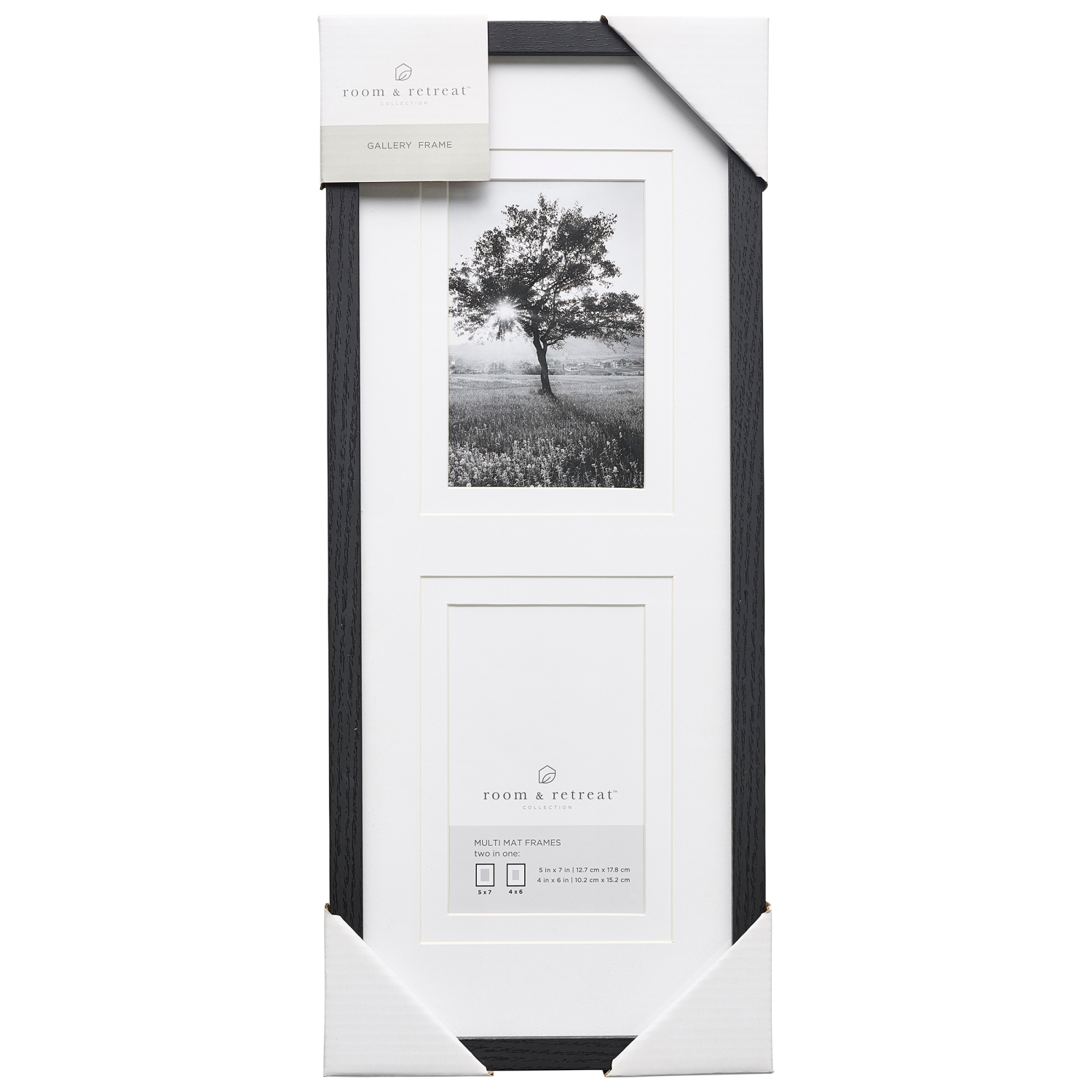 slide 1 of 4, ROOM & RETREAT RR 7x18 Two Opening Multi Mat Black Gallery Photo Frame, 1 ct