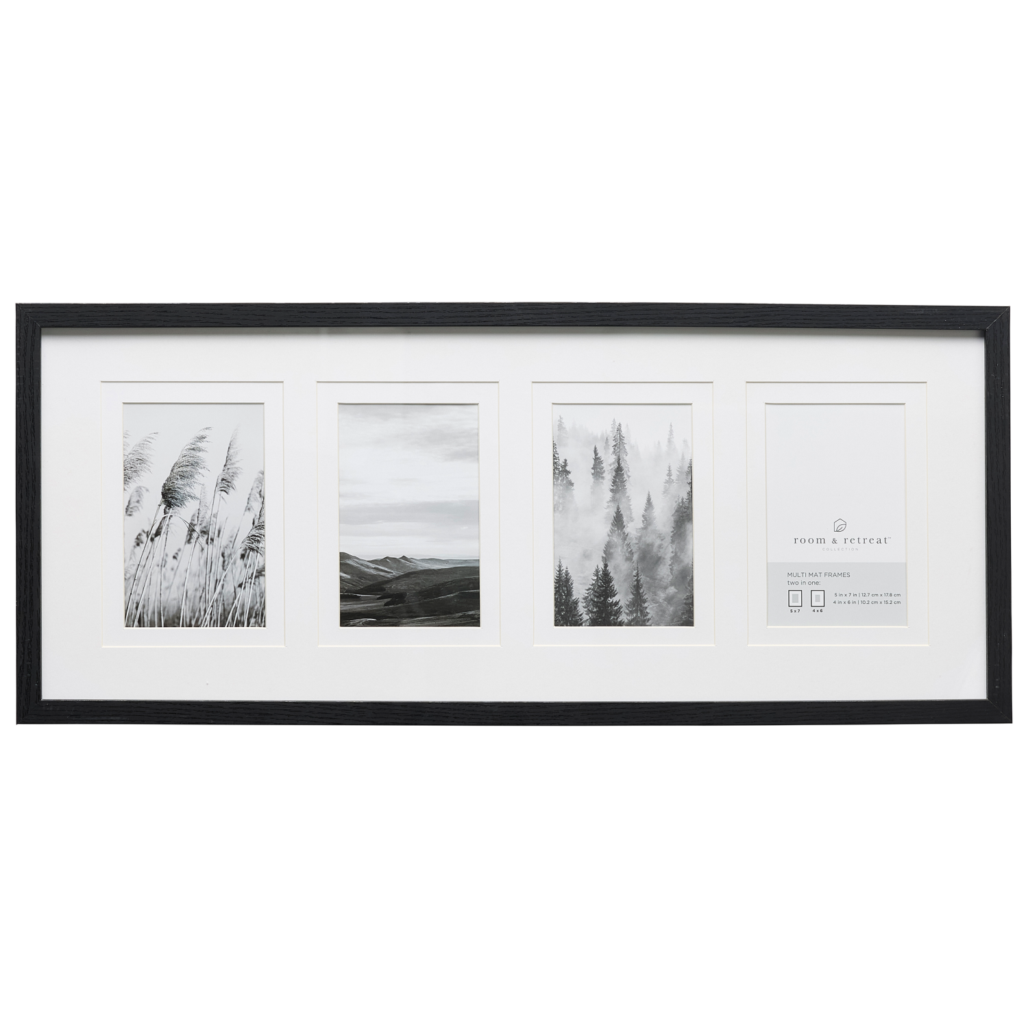 slide 4 of 4, ROOM & RETREAT RR 10x24 Four Opening Multi Mat Black Four Opening 4x6 Horizontal Photo Collage, 1 ct
