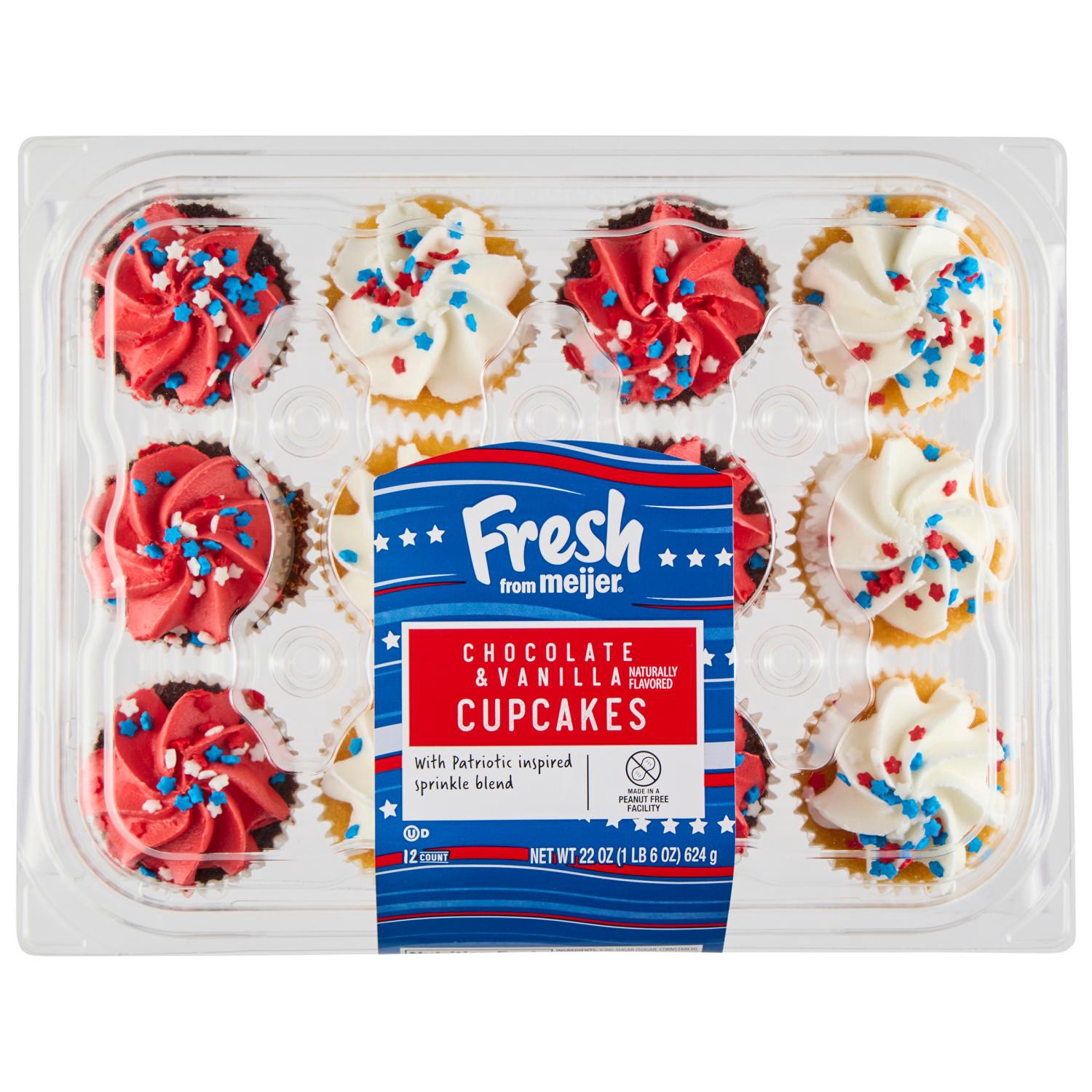slide 1 of 4, FRESH FROM MEIJER Ffm 12ct Patriotic Assorted Cupcakes, 12 ct
