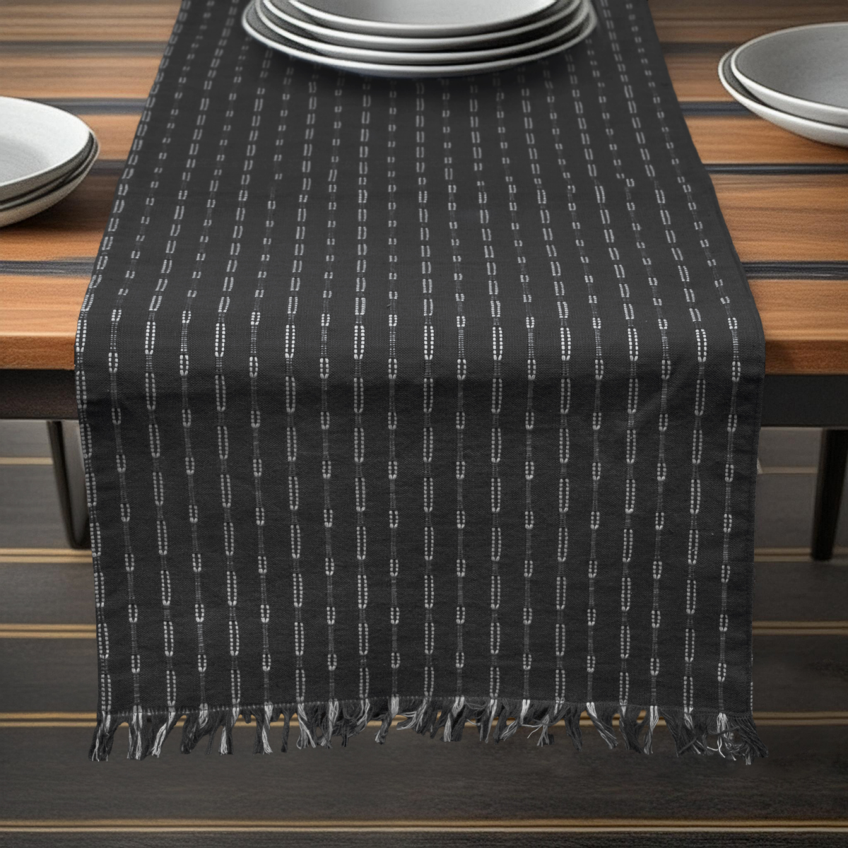 slide 2 of 2, Room & Retreat Skipping Stripe Xl Runner Charcoal, 14 In X 97 In, 1 ct
