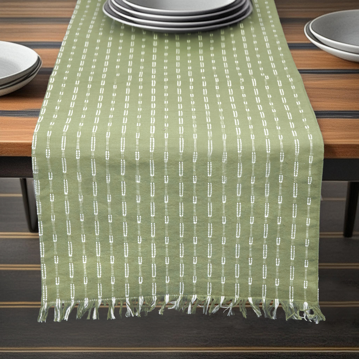 slide 2 of 2, Room & Retreat Skipping Strp XL Runner Eucalyptus, 14 in x 97 in, 1 ct