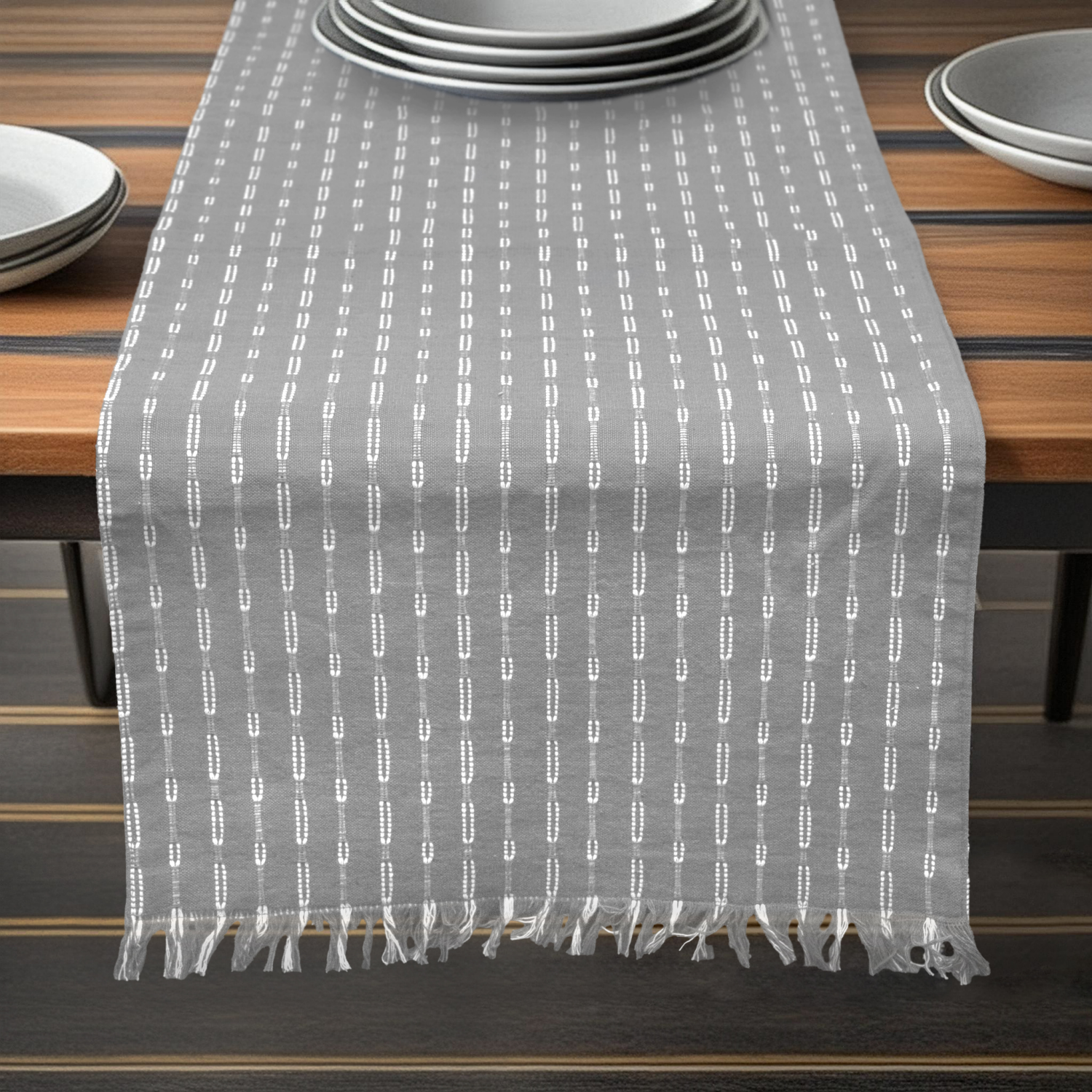 slide 2 of 2, Room & Retreat Skipping Stripe XL Runner Grey, 14 in x 97 in, 1 ct