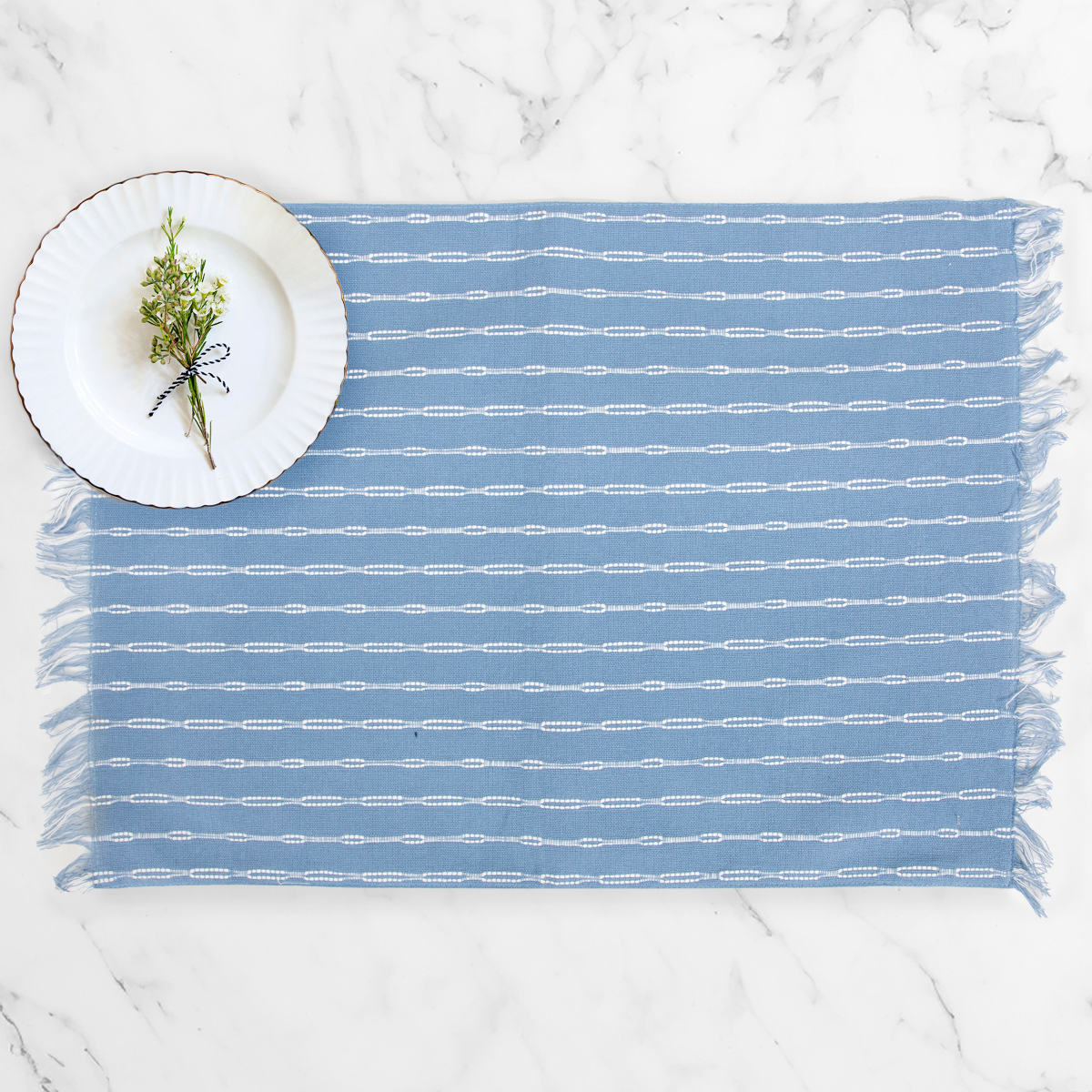 slide 2 of 2, Room & Retreat Skipping Stripe Placemat Water, 13 in x 20 in, 1 ct