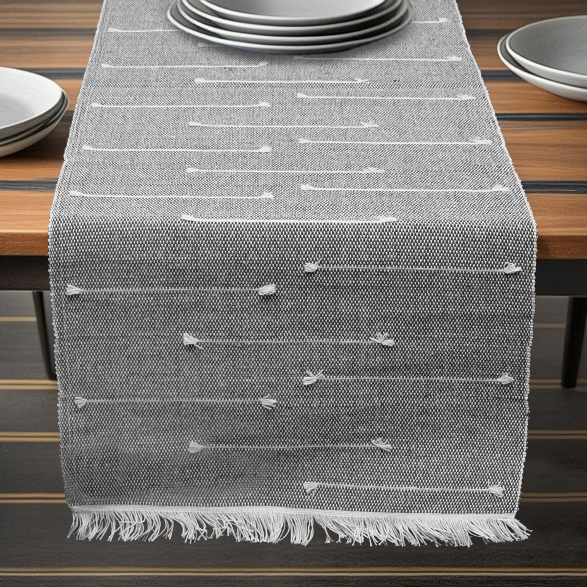 slide 2 of 2, Room & Retreat Stripe Bars XL Runner Charcoal, 14 in x 96 in, 1 ct