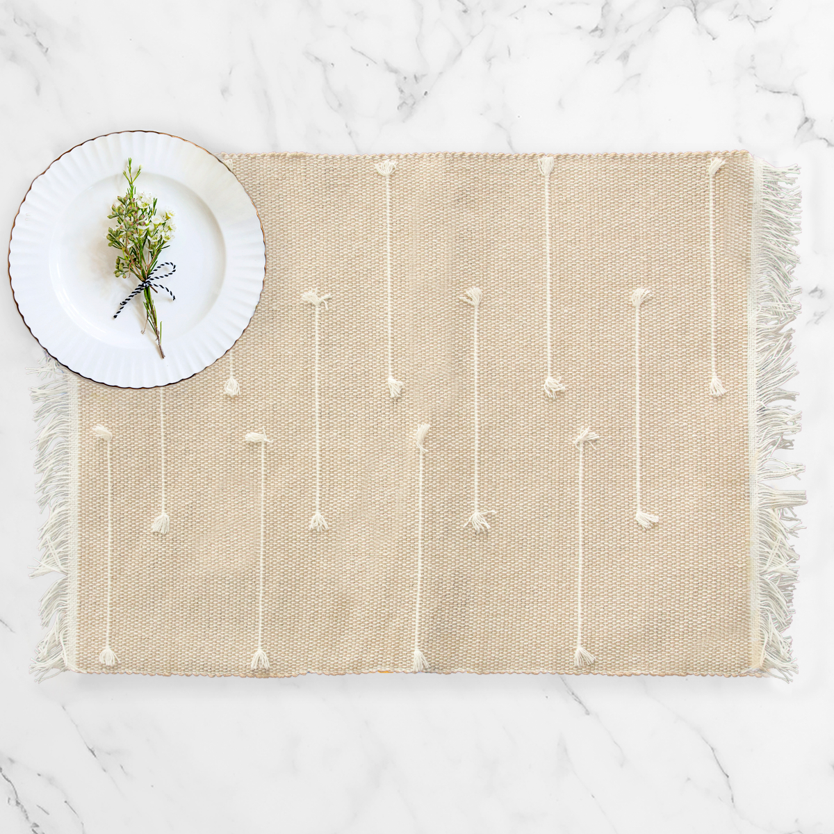 slide 2 of 2, Room & Retreat Stripe Bats Placemat Doeskin, 13 in x 20 in, 1 ct