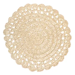 Room & Retreat Round Placemat Crochet Natural, 15 in