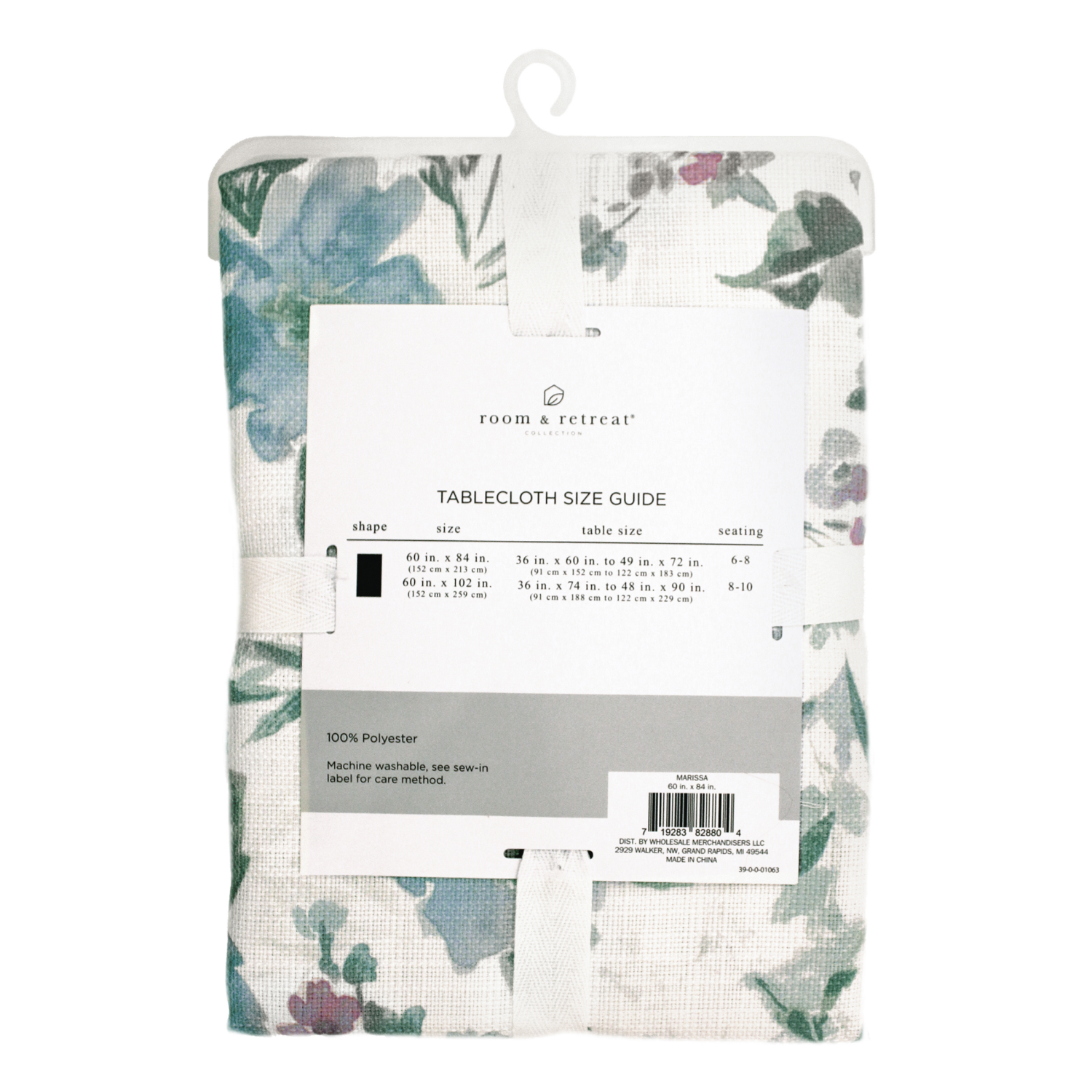 slide 4 of 5, Room & Retreat, Marissa Tablecloth, 60 In X 84 In, Blue, 1 ct