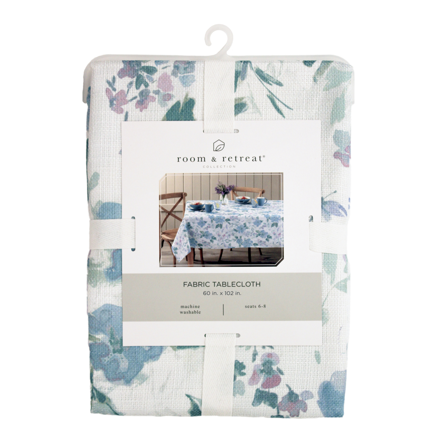 slide 3 of 5, Room & Retreat, Marissa Tablecloth, 60 In X 102 In, Blue, 1 ct