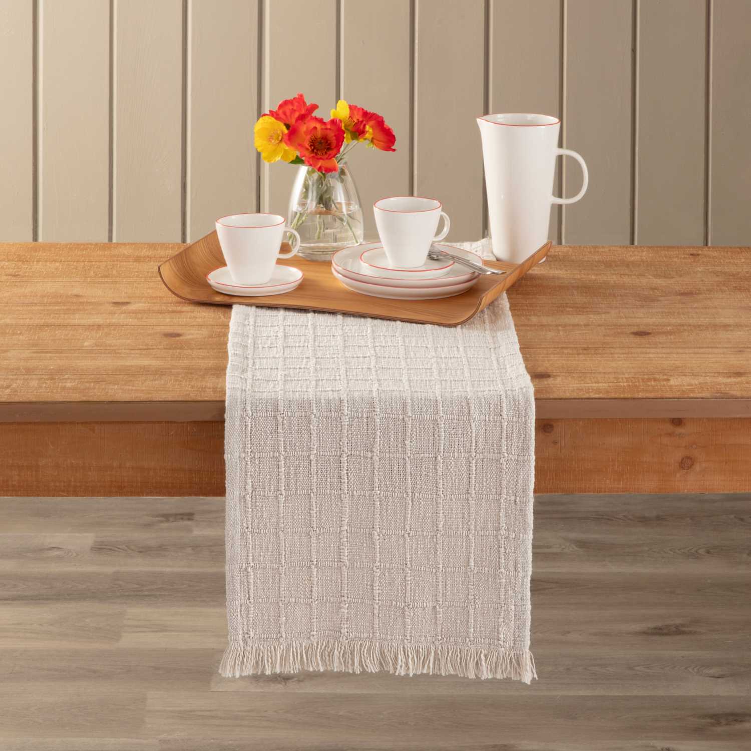 slide 1 of 4, Room & Retreat, Woven Check Runner, 14 In X 72 In, 1 ct