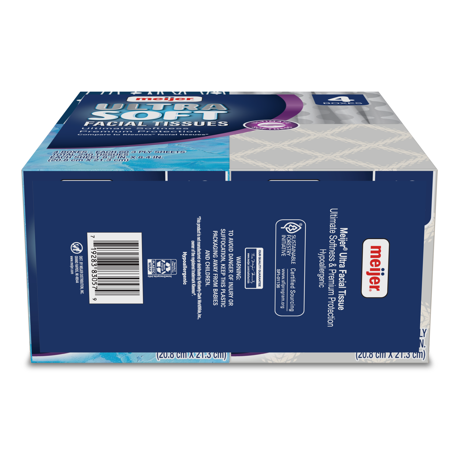slide 2 of 4, Meijer Ultra Soft White Facial Tissues, 60 Sheet Cube, 4 ct, 60 sheets, 4 ct