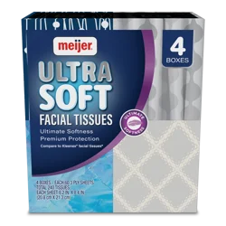 Meijer Ultra Soft White Facial Tissues, 60 Sheet Cube, 4 ct