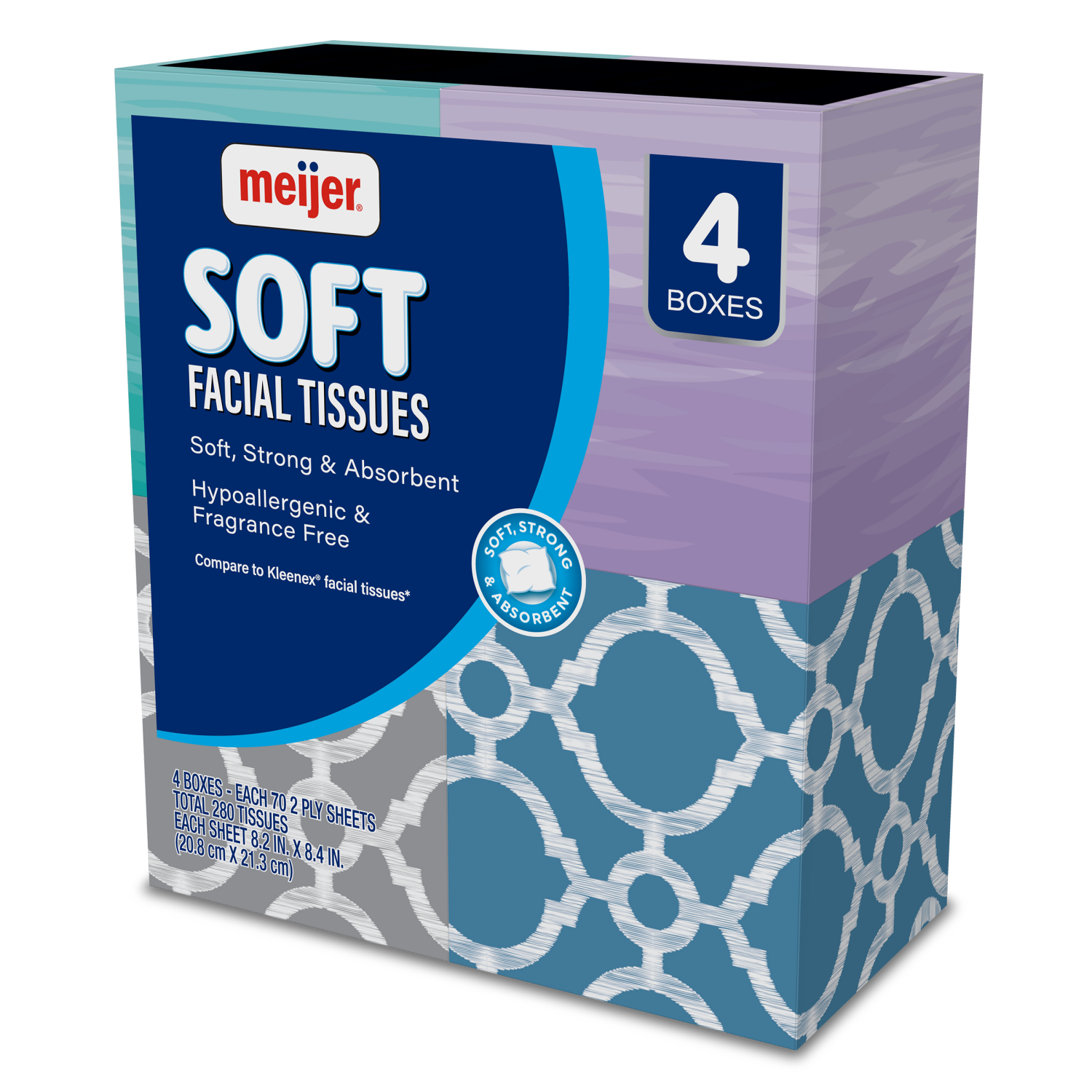 slide 2 of 2, Meijer Soft White Facial Tissue Cubes, 70 Sheets, 4 Pack, 4 ct