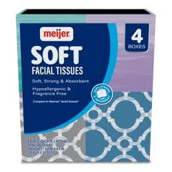 Meijer Soft White Facial Tissue Cubes, 70 Sheets, 4 Pack