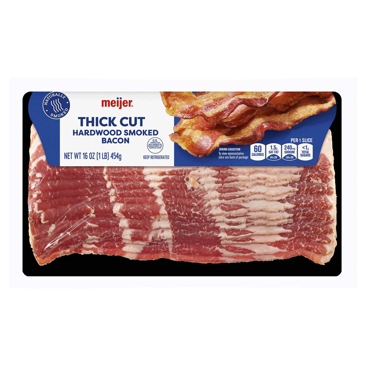 slide 1 of 5, Meijer Thick Sliced Hardwood Smoked Bacon, 16 oz