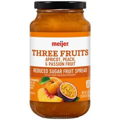 Meijer Apricot, Peach & Passionfruit Three Fruits Reduced Sugar Fruit Spread, 20 Oz