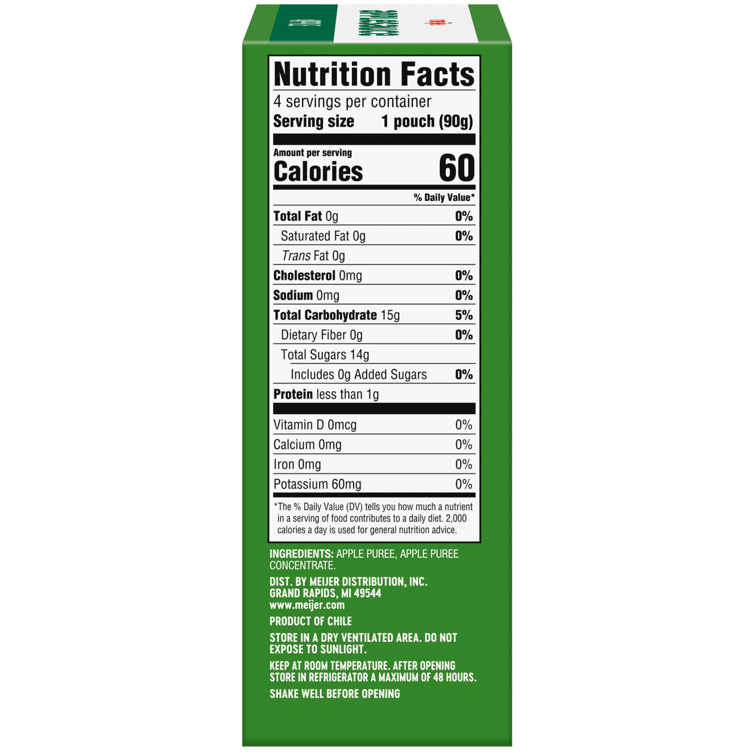 slide 3 of 5, Meijer Original Applesauce Pouches, 4ct/3.2 Oz., 4 ct; 3.2 oz