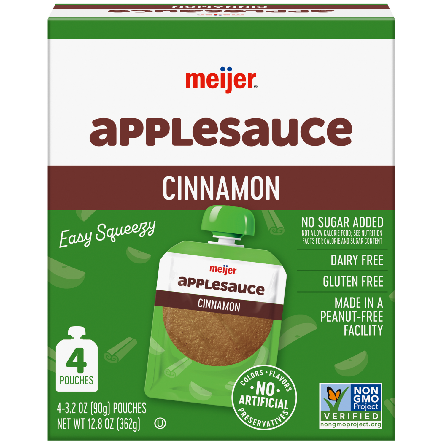 slide 2 of 8, Meijer Apple Cinnamon Applesauce, 4 Pouches, 4 ct