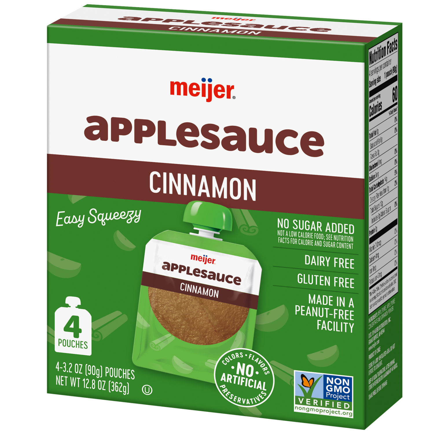slide 7 of 8, Meijer Apple Cinnamon Applesauce, 4 Pouches, 4 ct