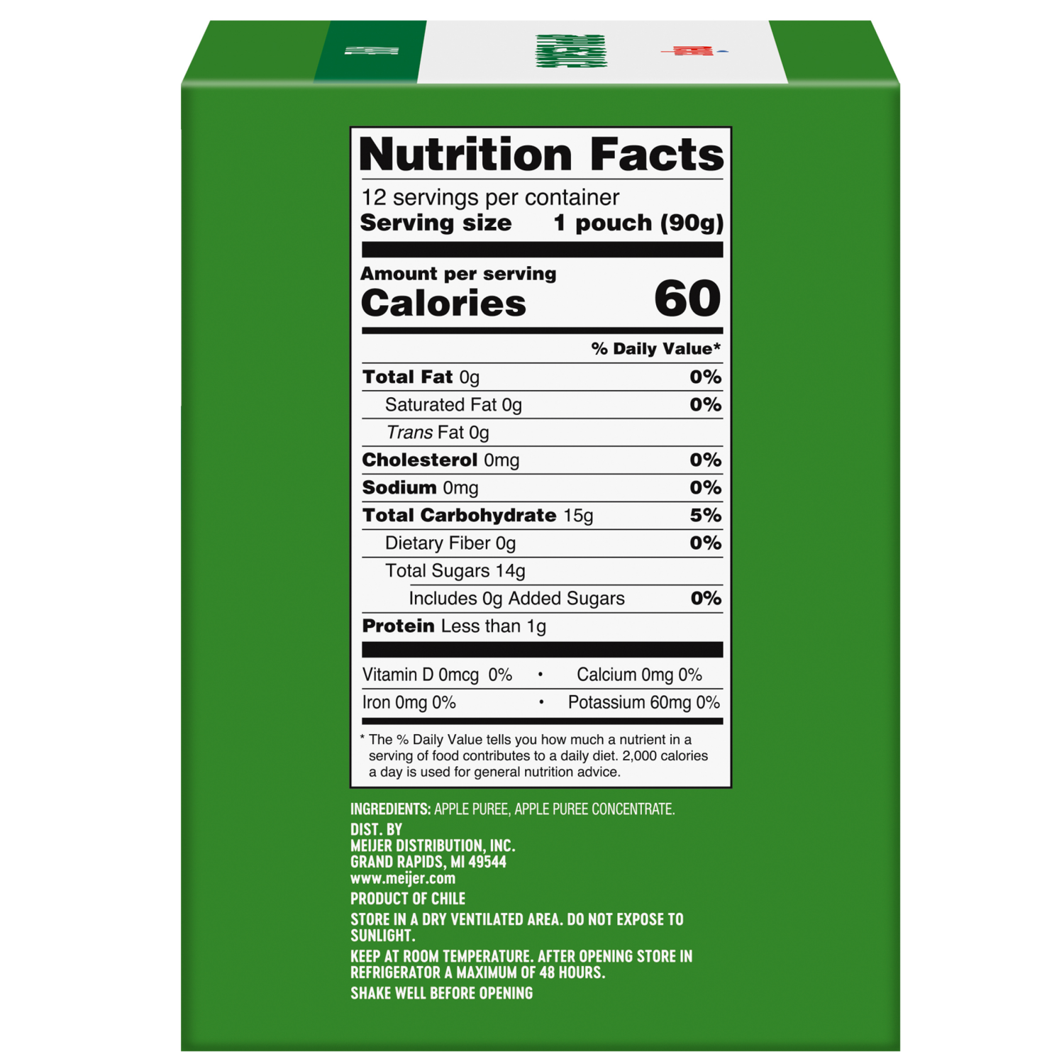 slide 3 of 5, Meijer Original Applesauce Pouches, 12 Pouches, 12 ct; 3.2 oz