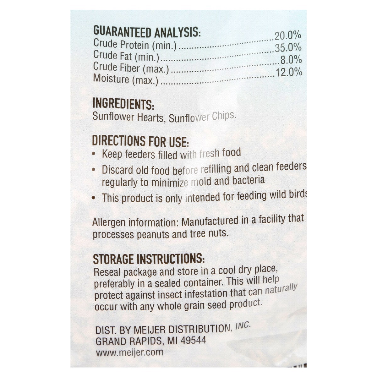 slide 2 of 2, Meijer Sunflower Hearts & Chips Wild Bird Food, 5 lb