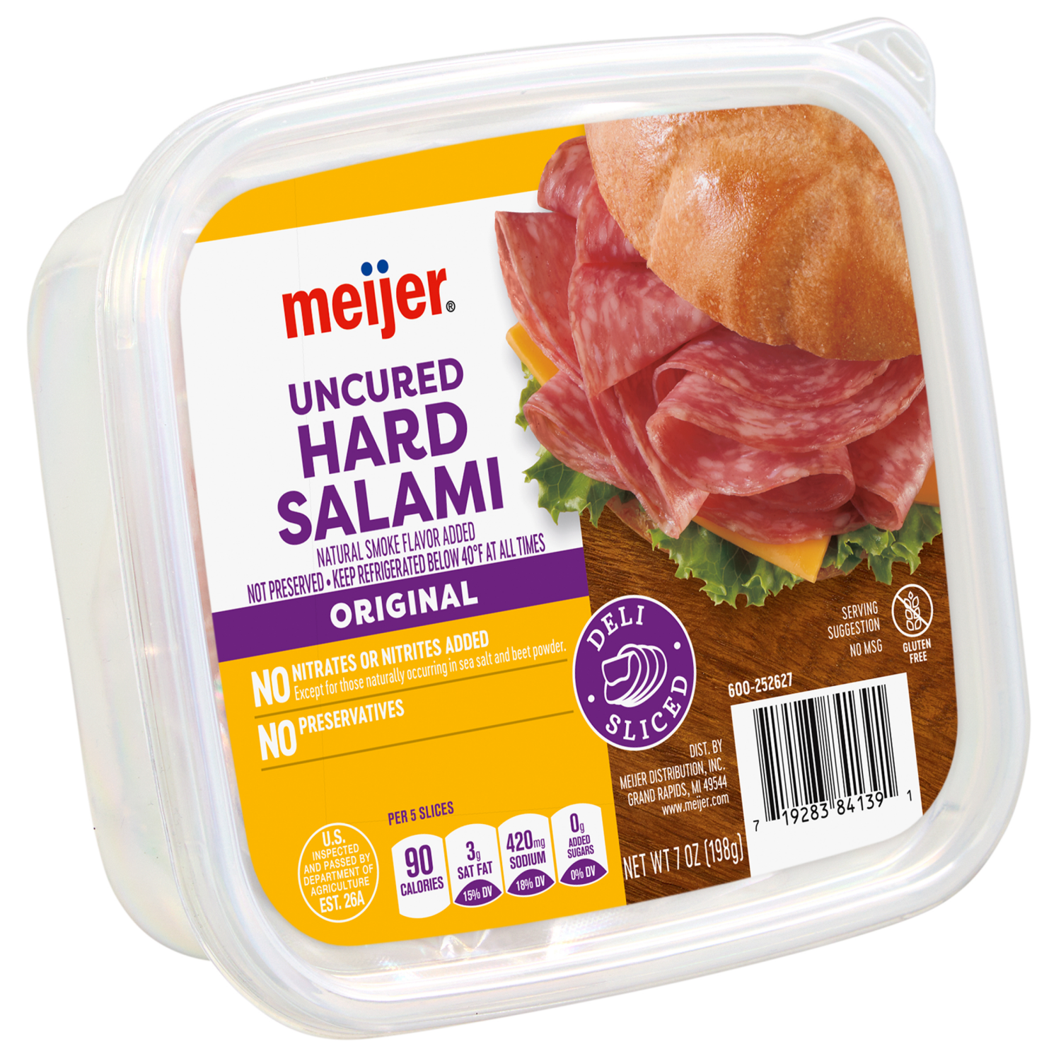slide 5 of 6, Meijer Uncured Hard Salami Lunch Meat, 7 oz, 7 oz