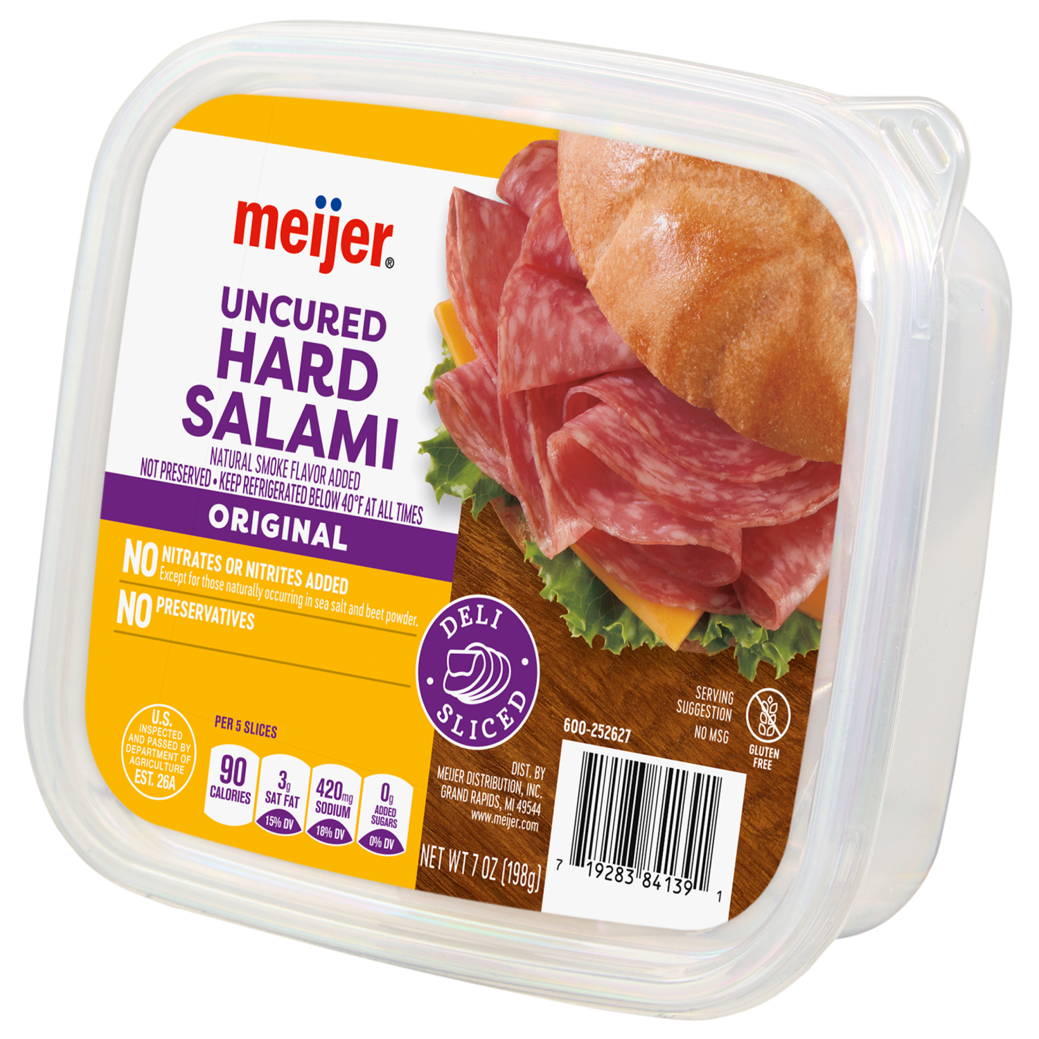 slide 6 of 6, Meijer Uncured Hard Salami Lunch Meat, 7 oz, 7 oz