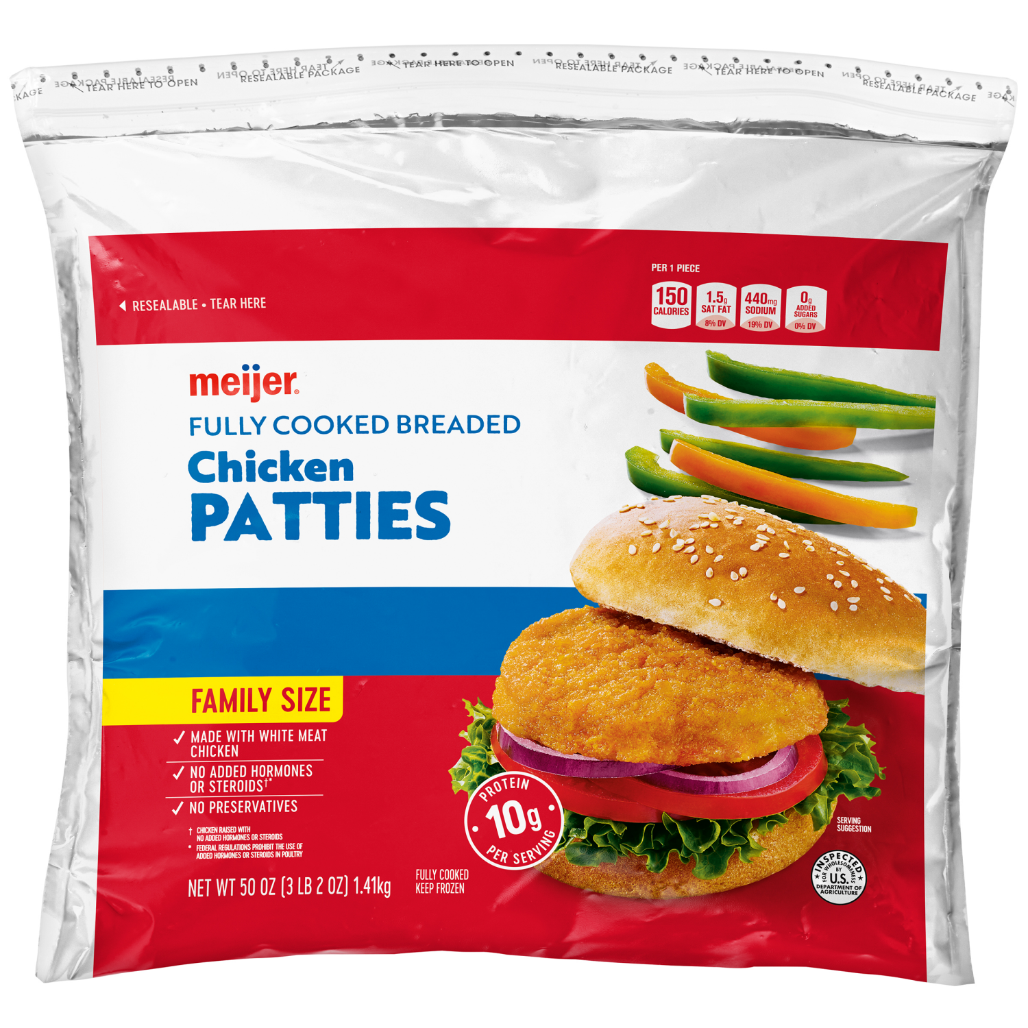slide 1 of 3, Meijer Chicken Breaded Patties 50 Oz, 50 oz