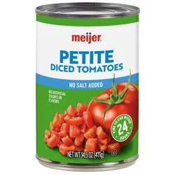 Meijer No Salt Added Diced Petite Tomatoes, 14.5 Oz