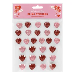 Meijer Corporate Seasonal MCS Valentine Heart Glitter Bling Sticker, 5.75 in, 28 Count