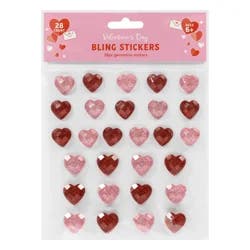 Meijer Corporate Seasonal MCS Valentine Heart Glitter Bling Sticker, 5.75 in, 28 Count