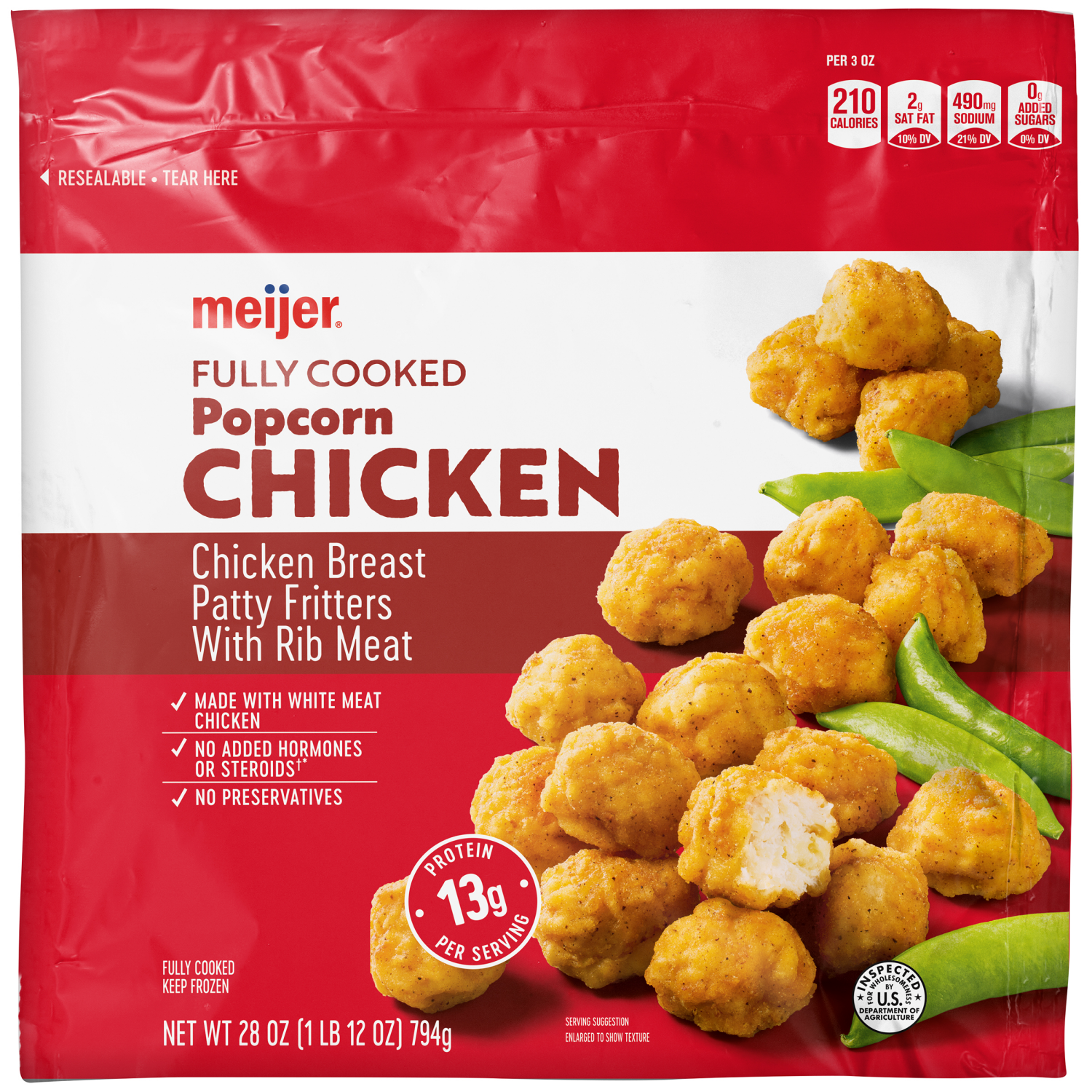 slide 1 of 2, Meijer Popcorn Chicken, 28 oz