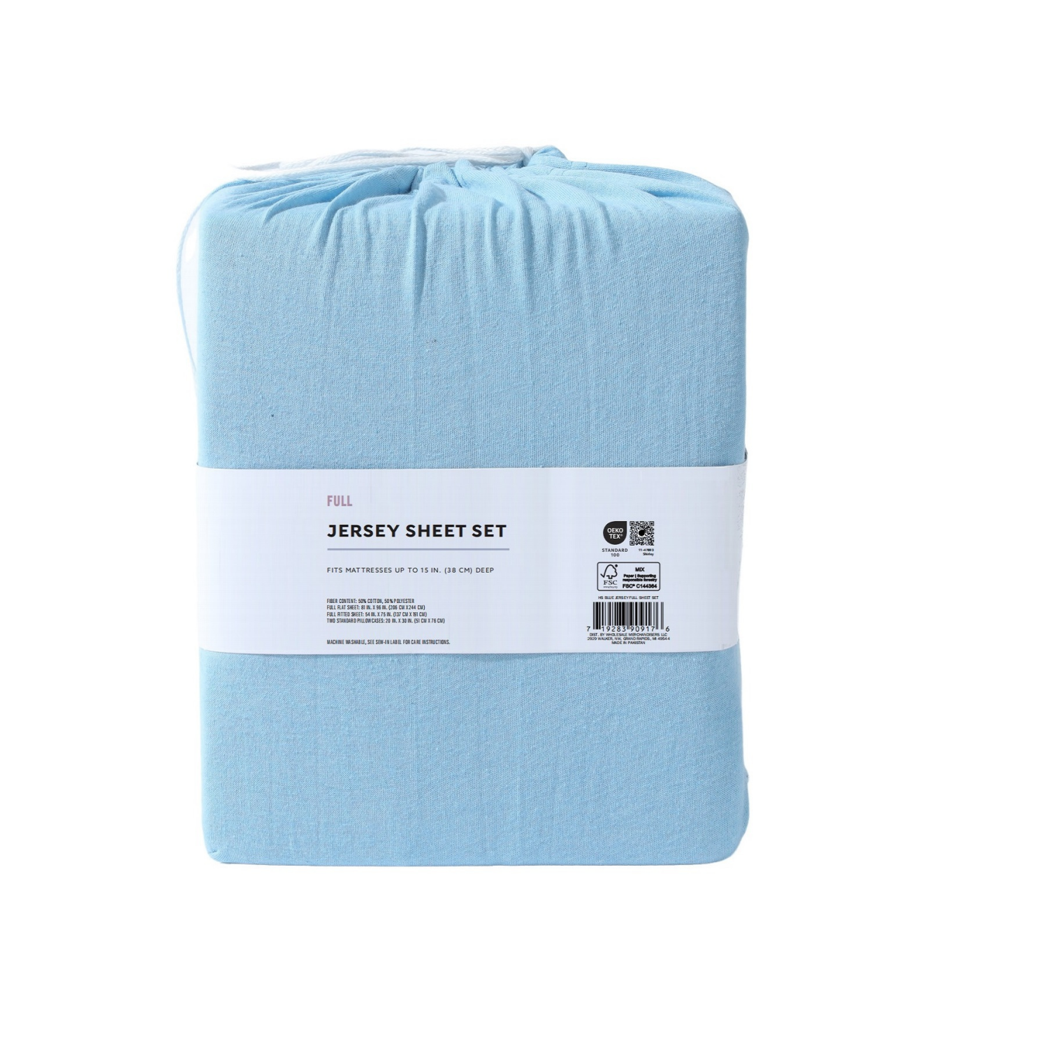 slide 3 of 5, Havenstay Jersey Knit Sheet Set, Full, Blue, Full Size