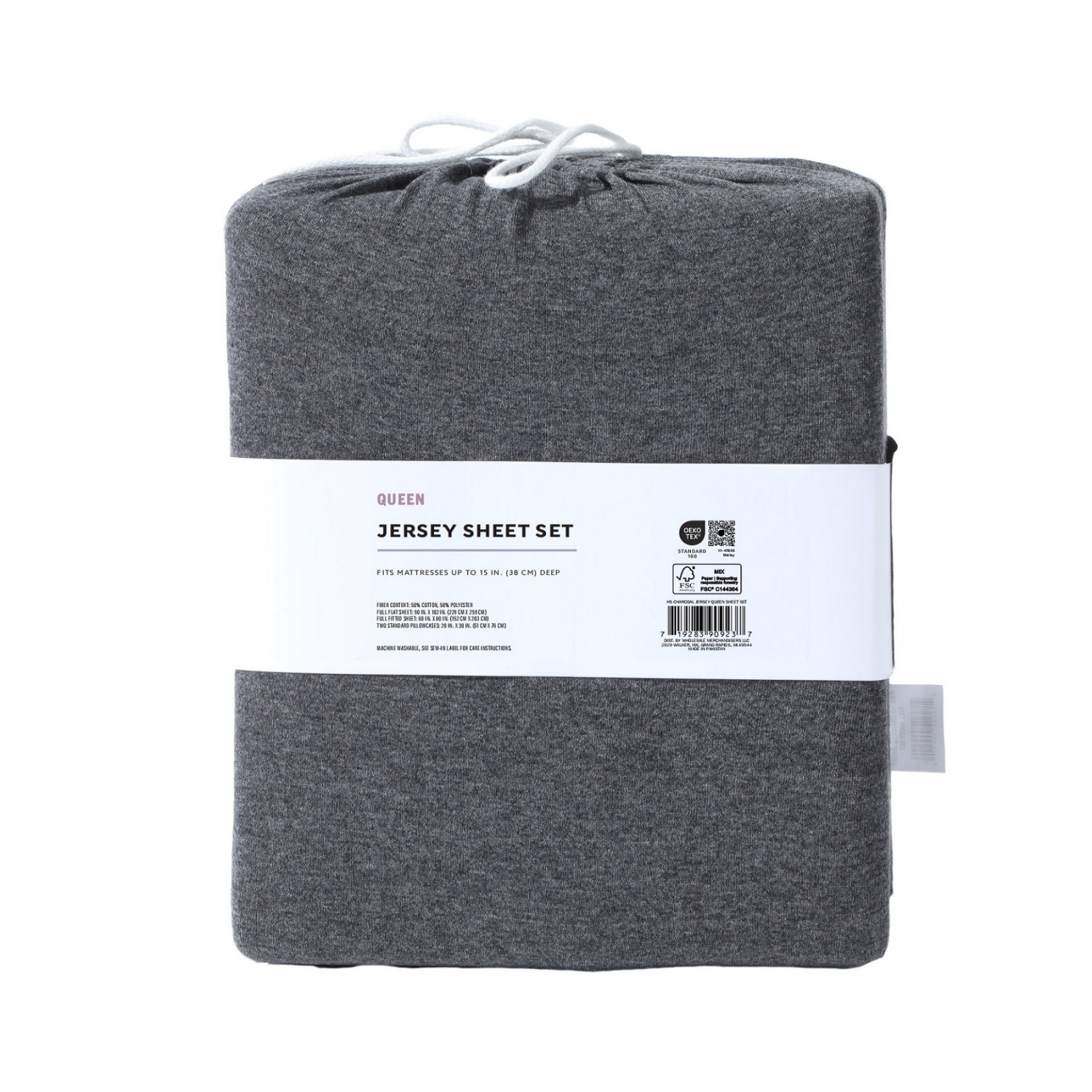 slide 3 of 5, Havenstay Jersey Knit Sheet Set, Queen, Charcoal, Queen Size