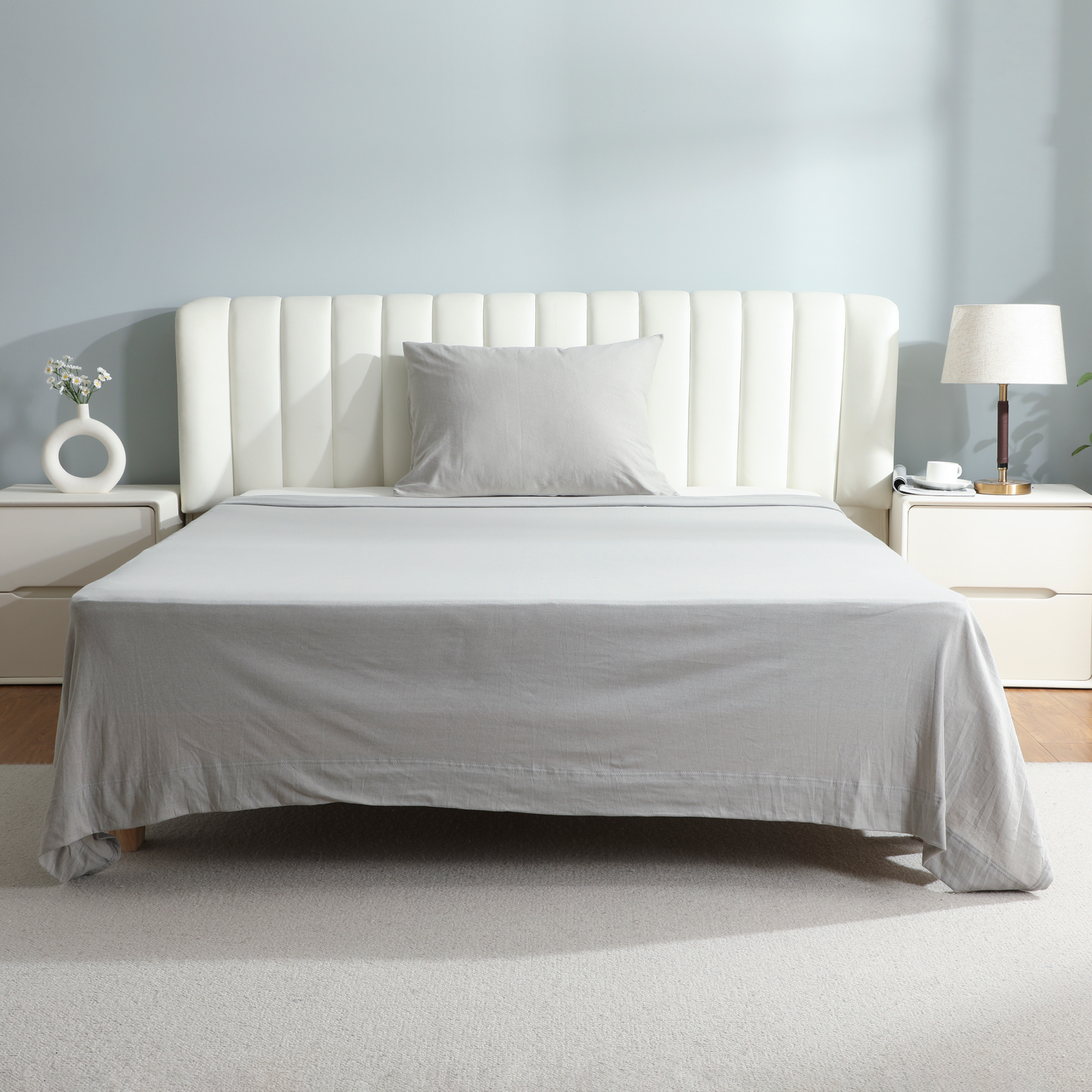 slide 4 of 5, Havenstay Jersey Knit Sheet Set, Twin XL, Gray, twinxlarge