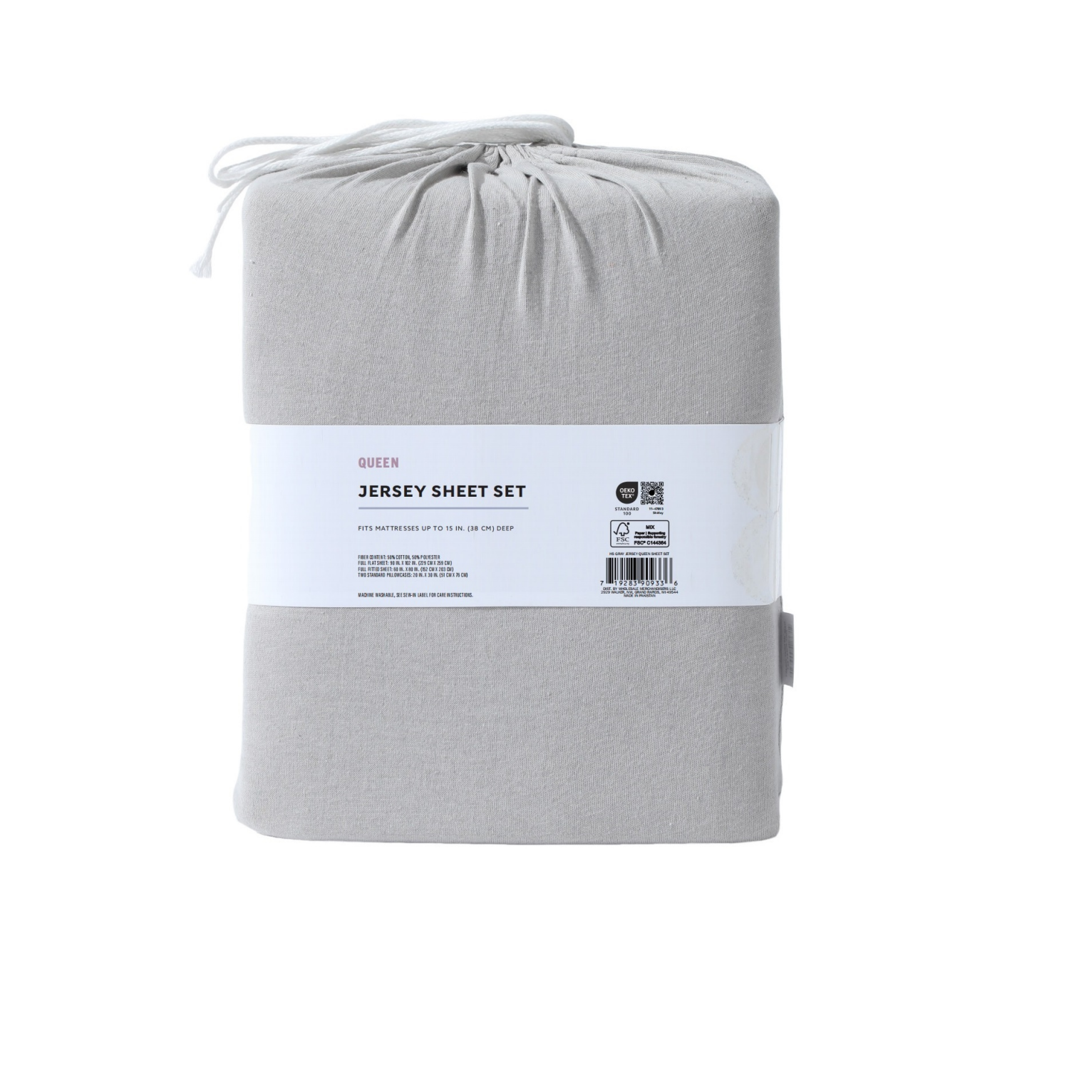 slide 3 of 5, Havenstay Jersey Knit Sheet Set, Queen, Gray, Queen Size