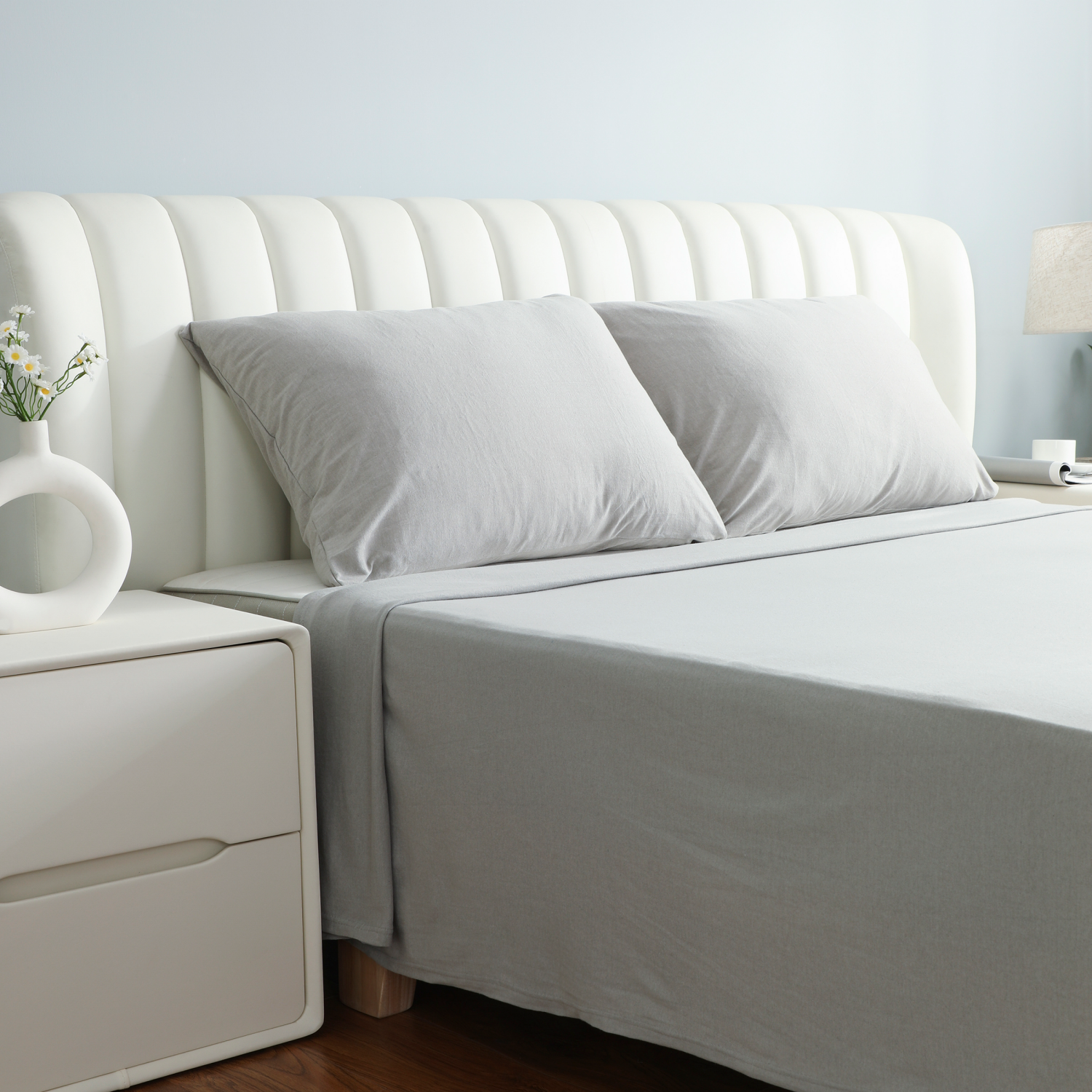 slide 5 of 5, Havenstay Jersey Knit Sheet Set, Queen, Gray, Queen Size