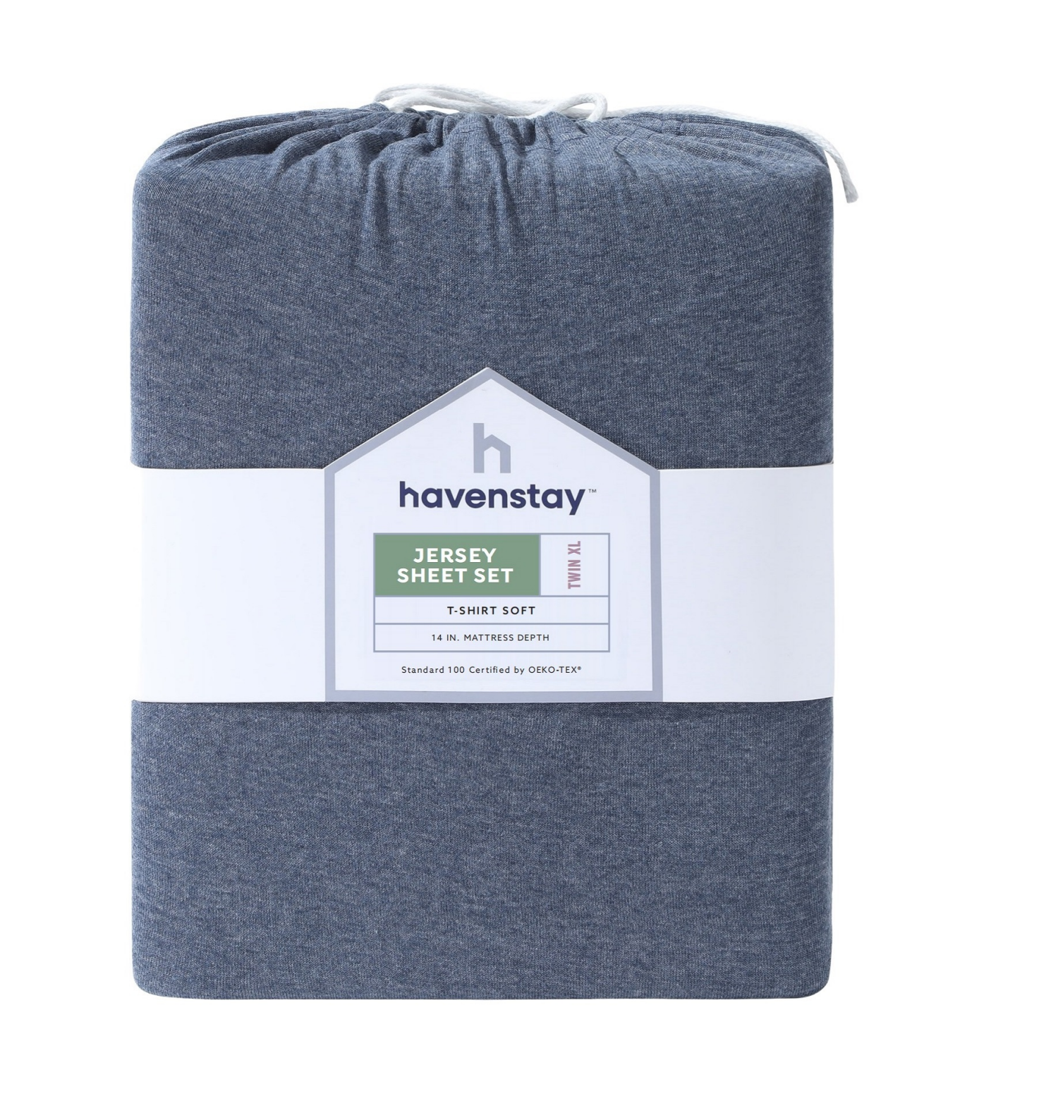 Havenstay Jersey Knit Sheet Set, Twin XL, Melange Navy | Shipt