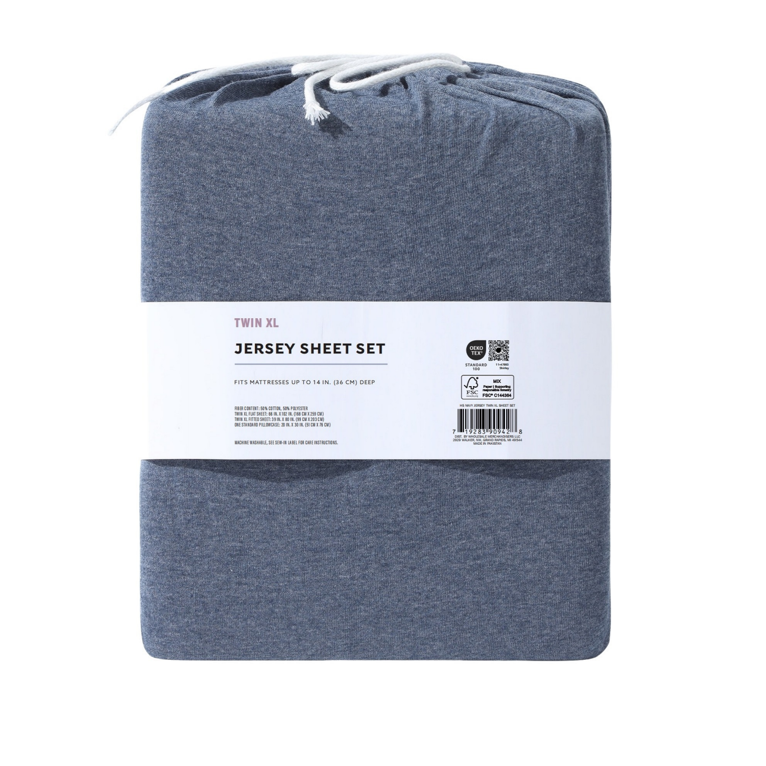 Havenstay Jersey Knit Sheet Set, Twin XL, Melange Navy | Shipt
