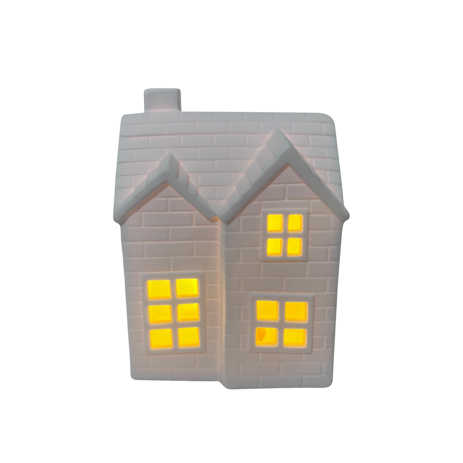 slide 2 of 2, Meijer Corporate Seasonal White Ceramic Christmas Village Houses,With Built-In Led Lights,White Porcelain House Xmas Tabletop Scenes Decoration, 5.13