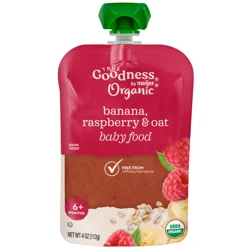 True Goodness Organic Banana Raspberry & Oat Baby Food Pouch