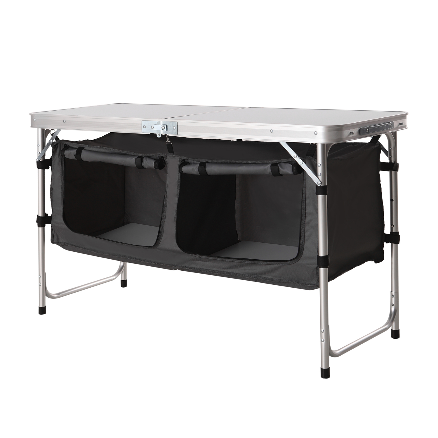 slide 6 of 8, LAKE & TRAIL ALUMINUM FOLDING TABLE WITH STORAGE, 47x18 x 21.3