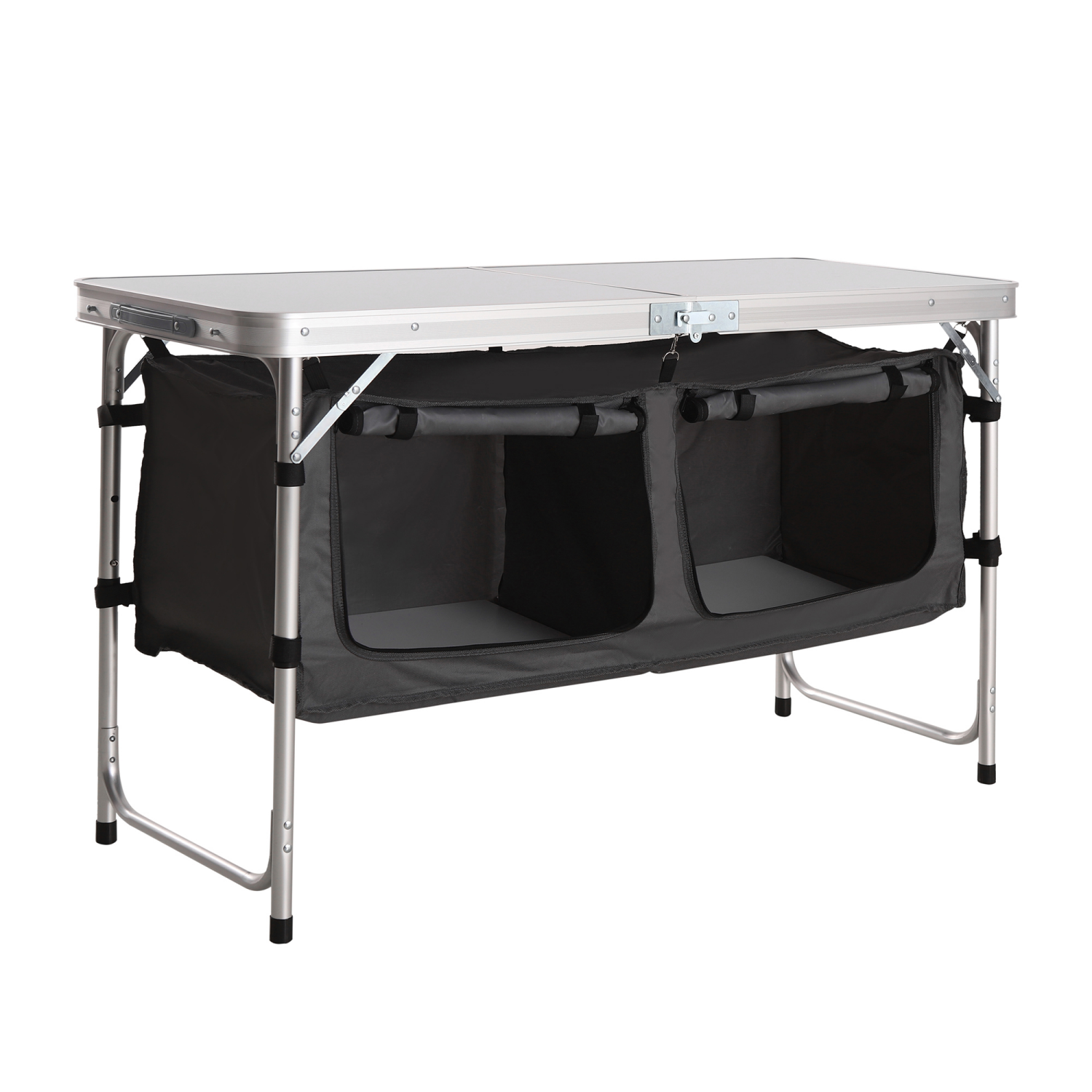 slide 7 of 8, LAKE & TRAIL ALUMINUM FOLDING TABLE WITH STORAGE, 47x18 x 21.3